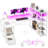 63" Reversible U-Shaped Computer Gaming Desk With Power Outlet & LED Lights, 6-Tier Storage Shelves & 2 Fabric Drawers-539481871