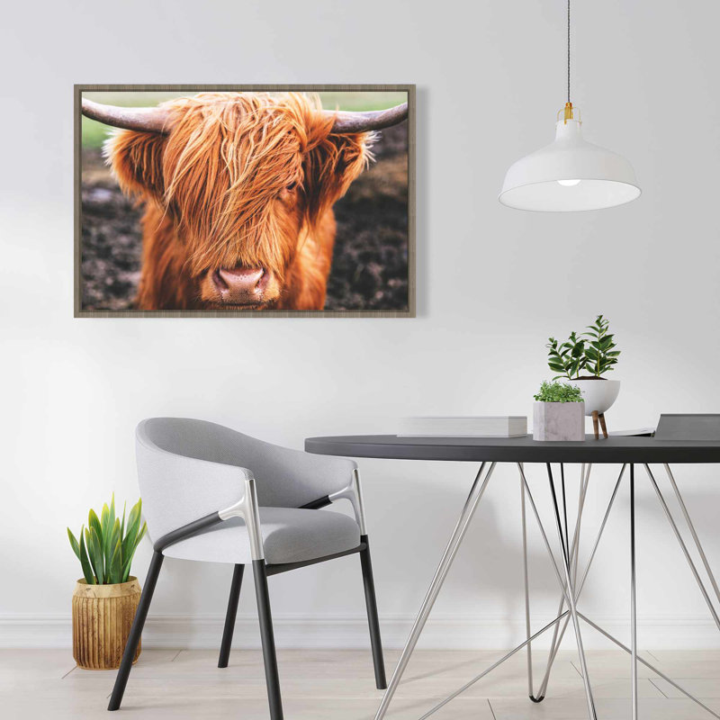 Toile Highland Cow Portrait | Décoration rustique pour animaux de ferme