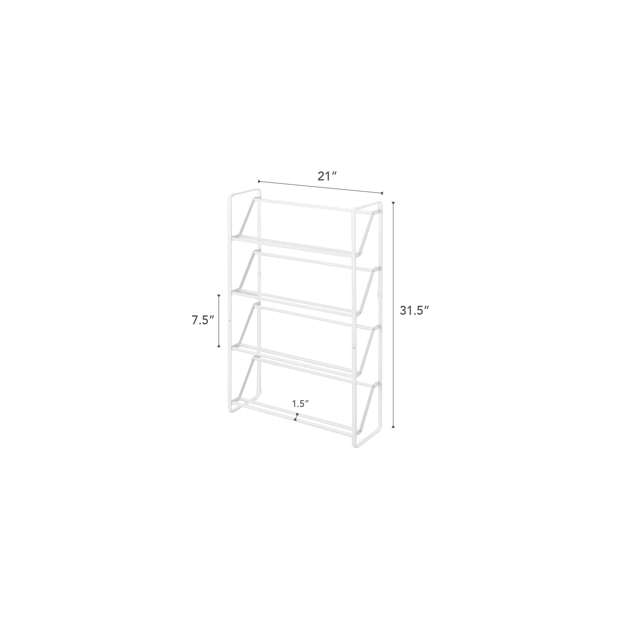 Yamazaki Home Slim Shoe Rack, Steel, Holds 8 to 12 shoes, White