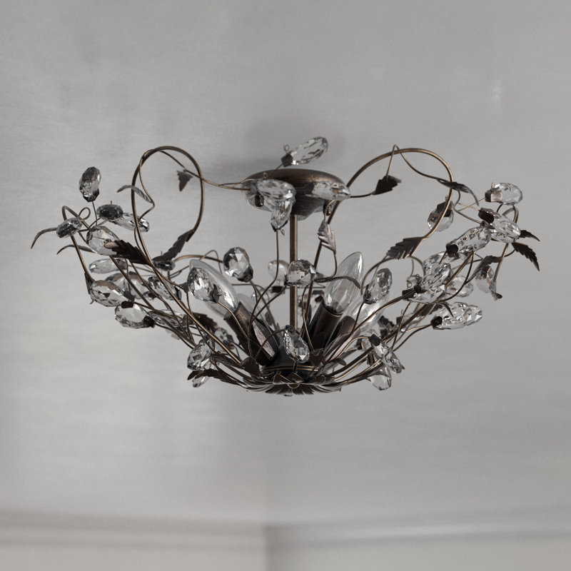 Elysian Bronze & Crystal Vine 19" Semi-Flush Ceiling Light