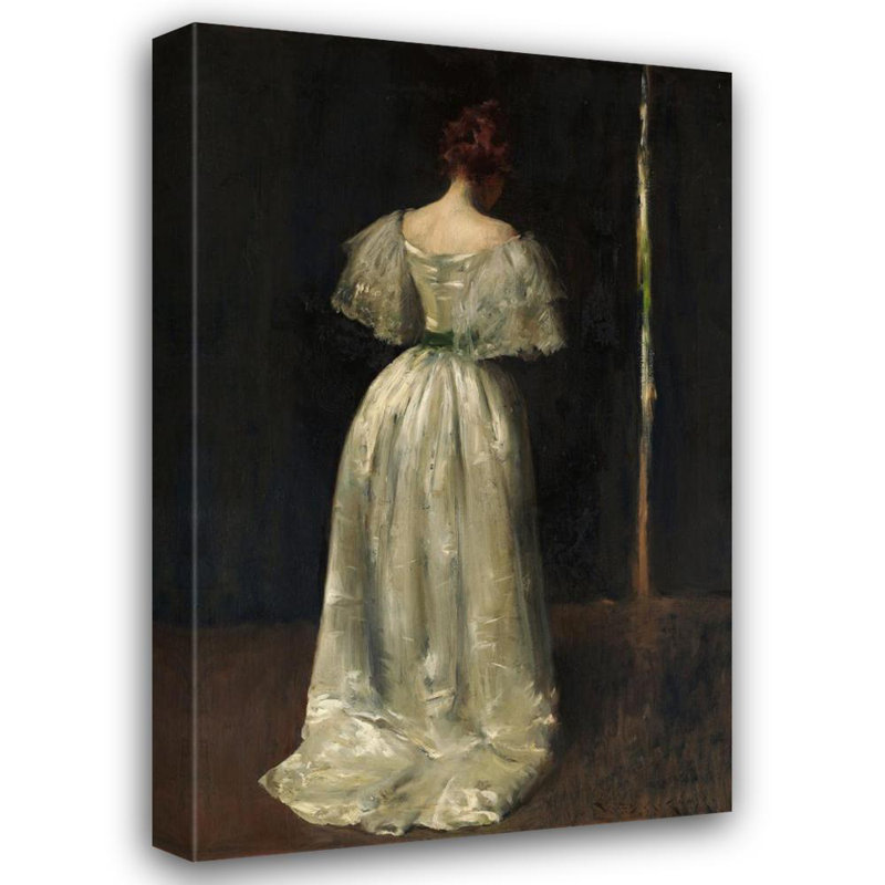 «Seventeenth Century Lady» par William Merritt Chase - Art mural sur toile tendue avec châssis, H 48 po x l 33 po