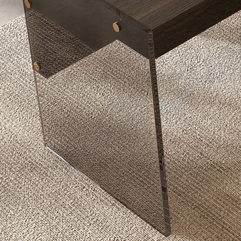Bureau rectangulaire en bois manufacturé noir + acrylique avec 3 tiroirs, 29.53" H x 70.87" W x 23.62" D