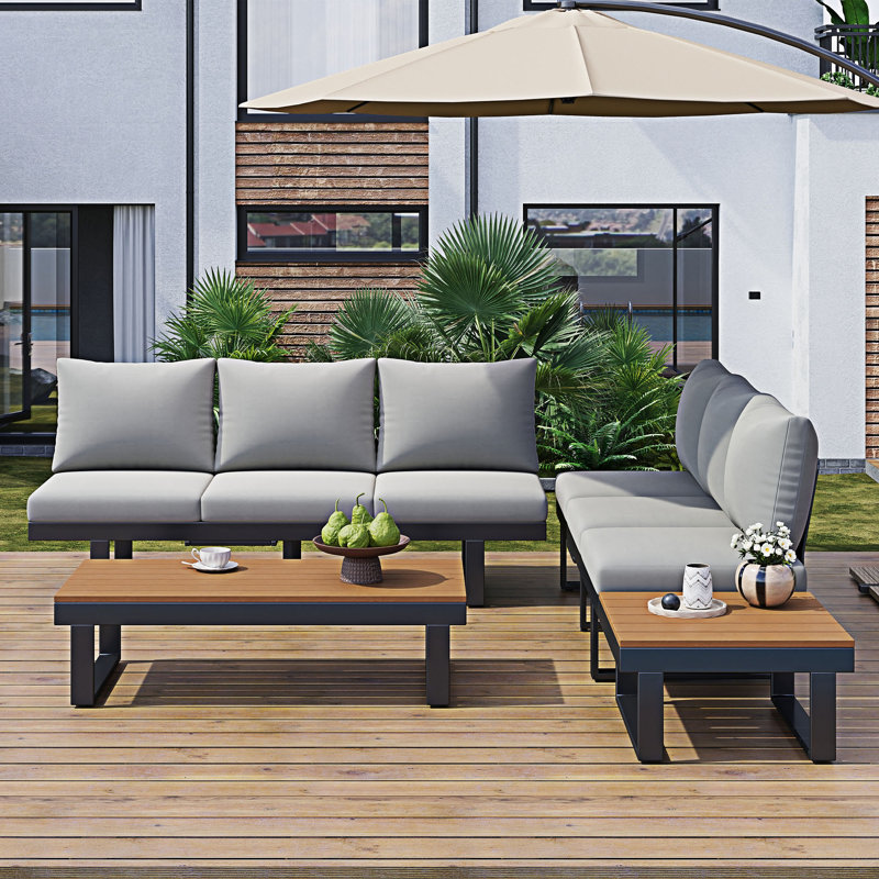 Ensemble de conversation d'extérieur pour canapé modulaire, Gris