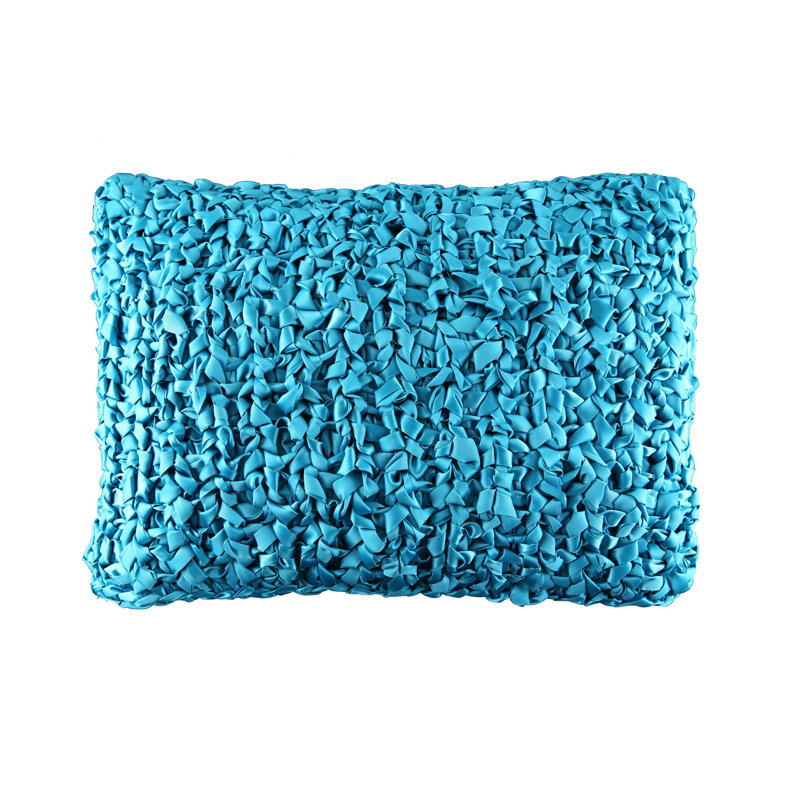 Ribbon Knit Lumbar Pillow Cover & Insert, Turquoise