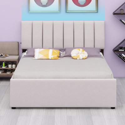 Lit plateforme tapissier avec lit gigogne