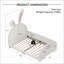 Lit plateforme simple en panneau de fibres à densité moyenne avec tête de lit tapissier en forme de lapin Pied de lit, aucun sommier requis, blanc pour la chambre à coucher