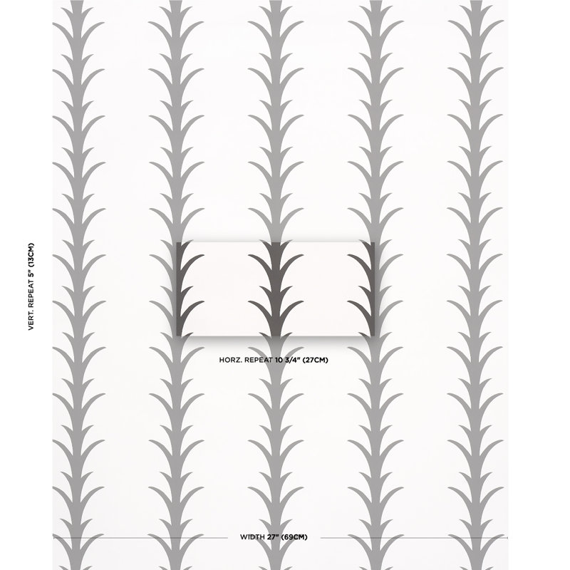 Papier peint à rayures Acanthus, Carbone/Ivoire