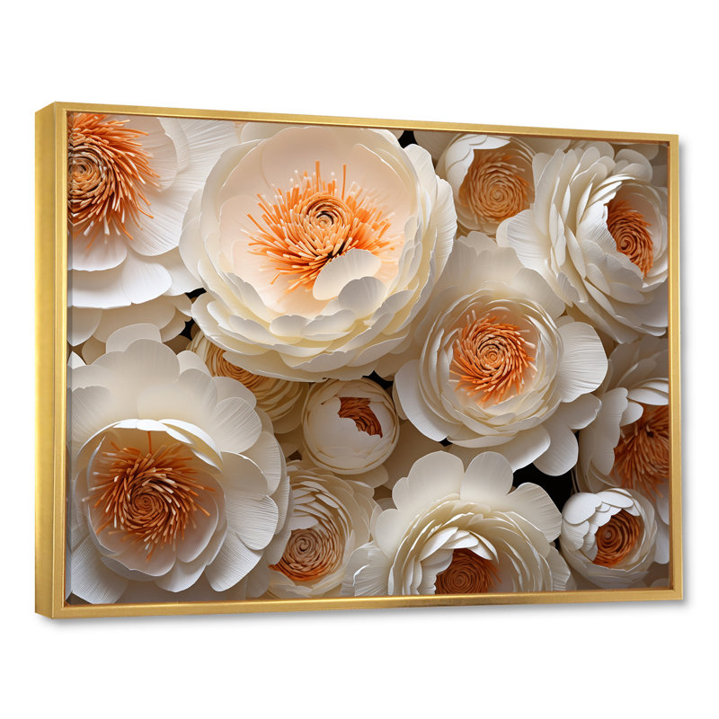 Ranunculus Radiance Treasure II, H 34 po x l 44 po x P 1,5 po, Cadre flottant doré