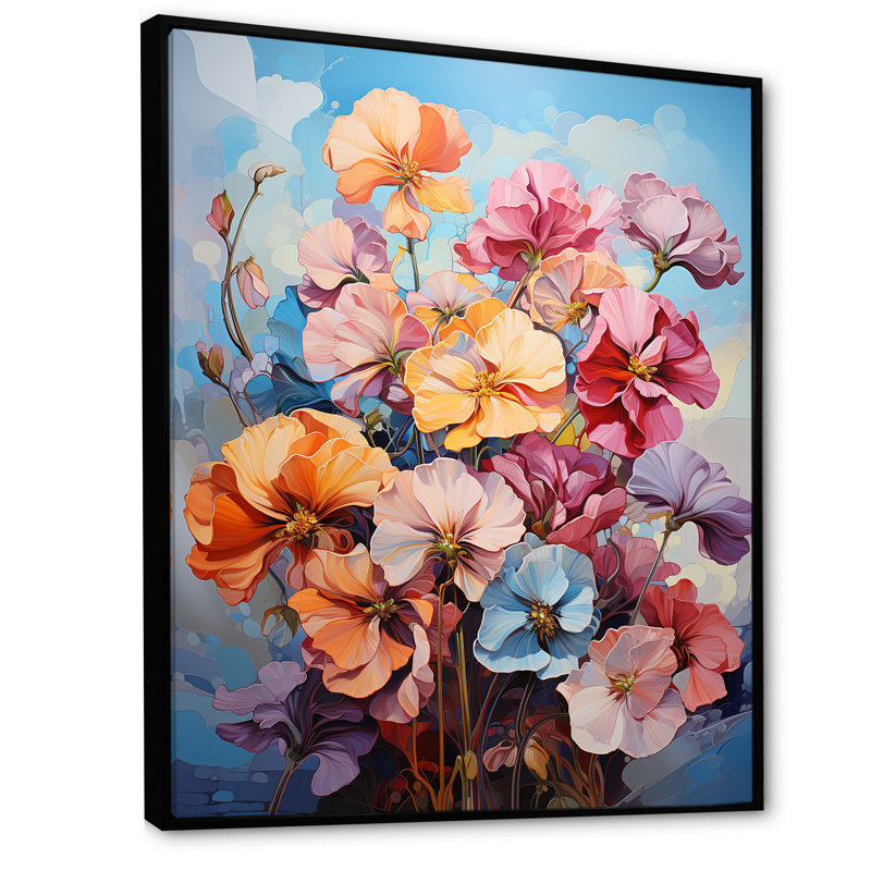 Bouquet de pensées sauvages Wild Expression, Cadre flottant noir, H 44 po x l 34 po x P 1,5 po