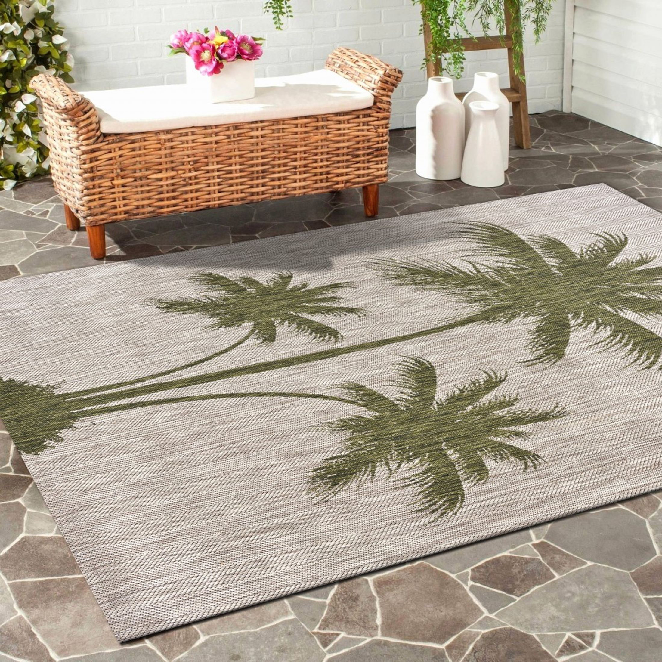 Bayou Breeze 5’ X 7’ Green Palm Tree Indoor Outdoor Area Rug & Reviews ...