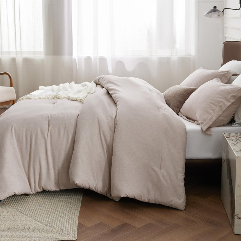 Polyester Standard Comforter, Full Comforter + 2 Full Shams, Warm Taupe