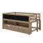 Lit mezzanine simple simple avec tablettes de rangement, tableau noir et lit gigogne-298781158