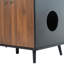 Enceinte de litière, meuble de litière pour chat avec prise dissimulée, 3 portes, table de rangement pour chat, table d'appoint pour chat, grand bac à litière en bois inclus, noir et noyer