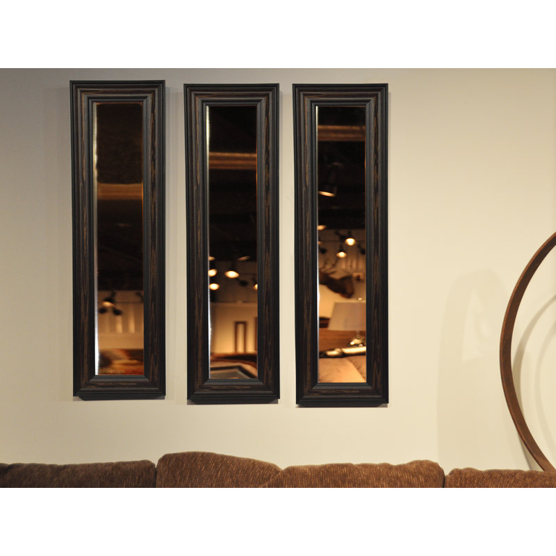 Kincannon Wood Flat Wall Mirror, 14" H x 28" W