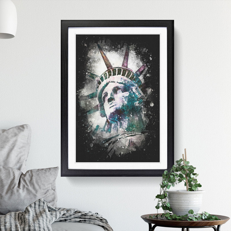 Statue of Liberty - Picture Frame Painting Print, 45cm H x 33cm W x 2cm D, Black Framed
