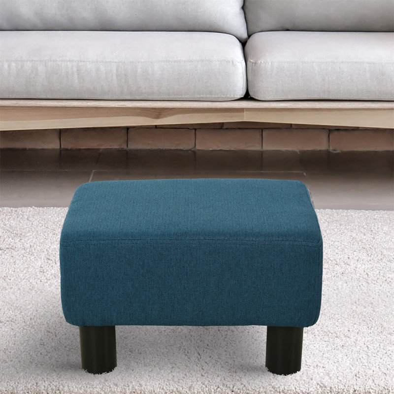 Yarger 40cm Wide Rectangle Solid Colour Footstool Ottoman, Blue