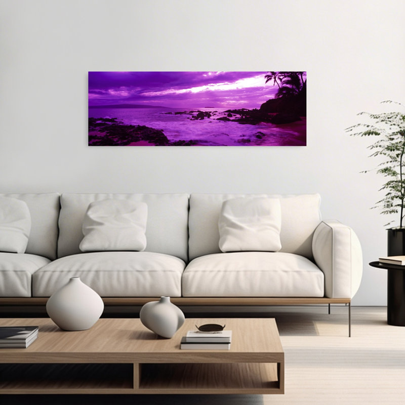 Sunset Over The Coast Makena Beach Maui Hawaii USA by Dan Merkel - Wrapped Canvas Panoramic Print, 40.64 cm H x 121.92 cm W