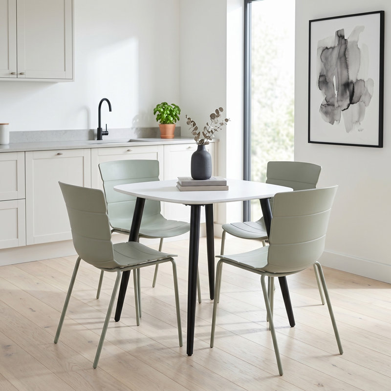Westhope 4 -Person Dining Set, White, Green