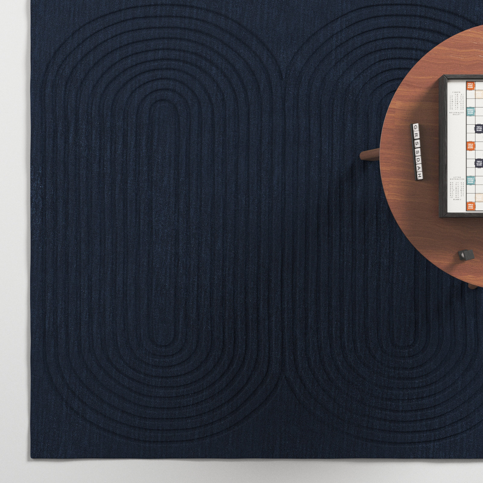 Tillie Navy Hand-Tufted Geometric Wool Rug, Rectangle 9' x 12'