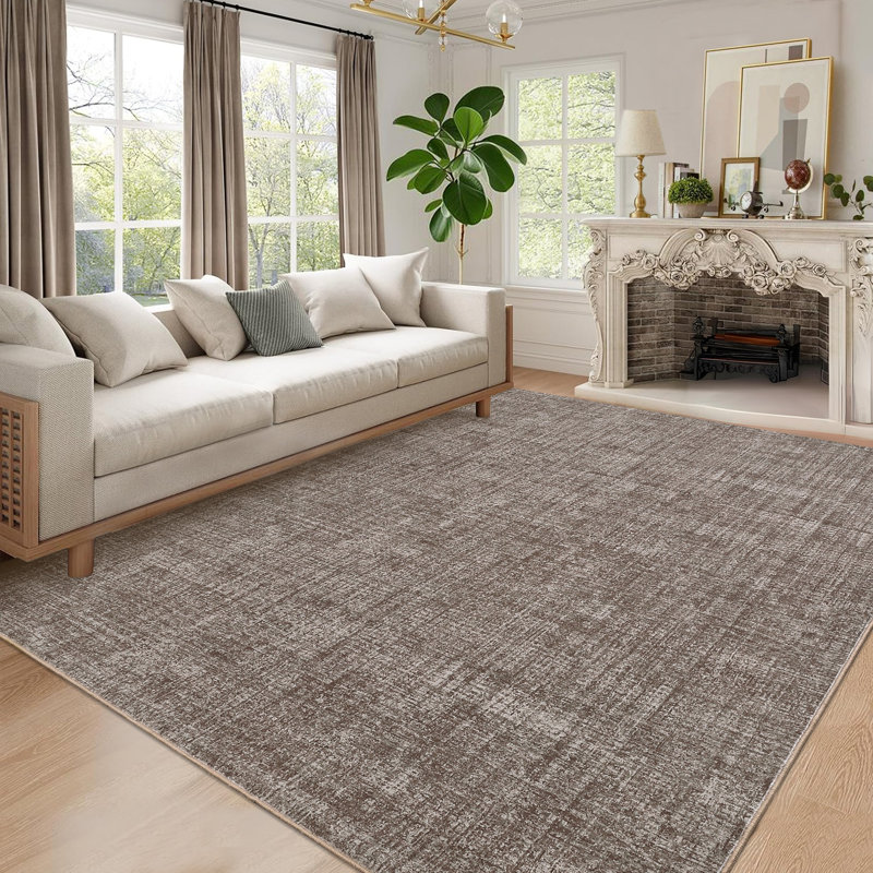 Tapis de salon Minimalist, Rectangle 9 pi x 12 pi, Brown
