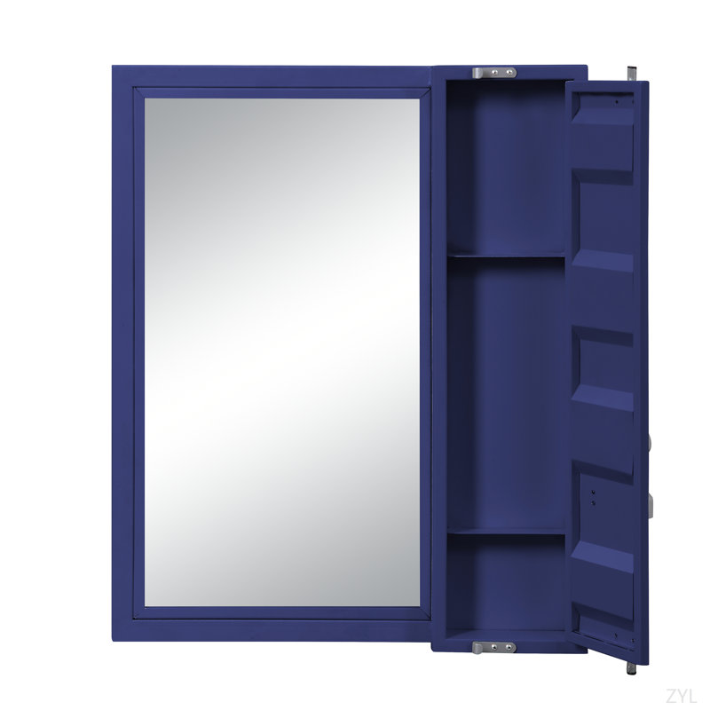 Miroir de salle de bain Cargo, Bleu, Panneau de fibres