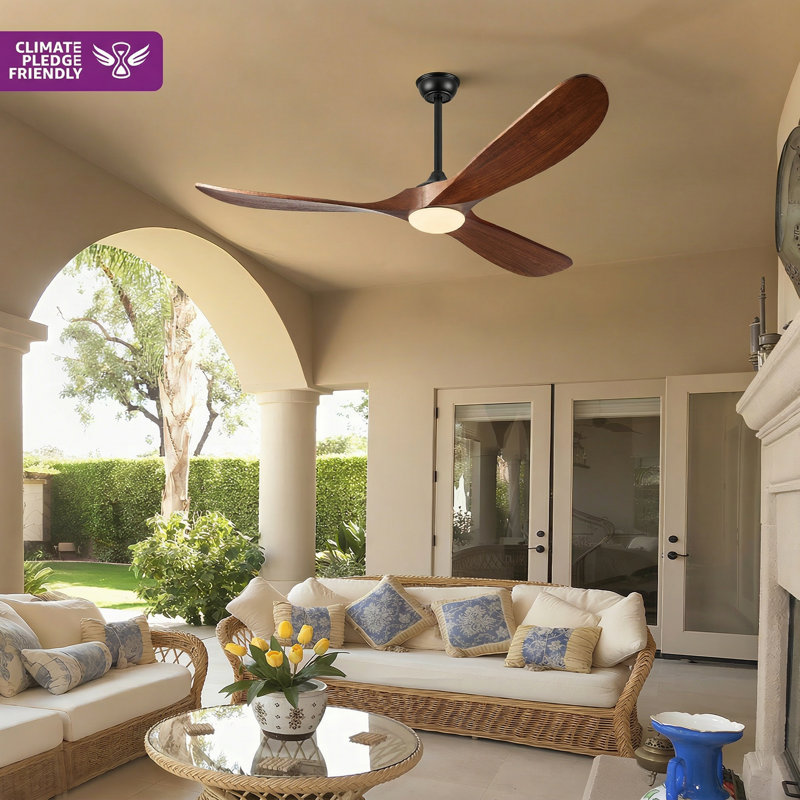 60" 3-Blade Wood Ceiling Fan with Light, 6-Speed Remote Control, Reversible Motor, 3CCT, Dimmable, Timer & Memory Function