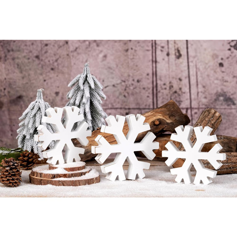 Décoration de Noël flocon de neige - blanc - bois / style maison de campagne / décoration d'hiver et rustique