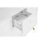 Élégante armoire de rangement blanche avec tablettes réglables, pieds dorés et 3 tiroirs