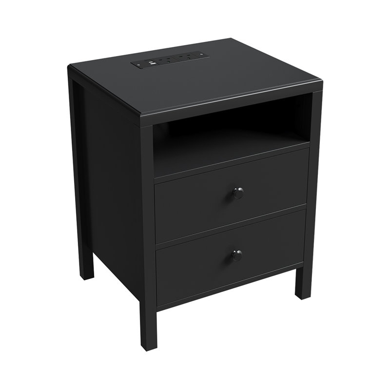 48cm W Manufactured Wood Bedside Table, Black