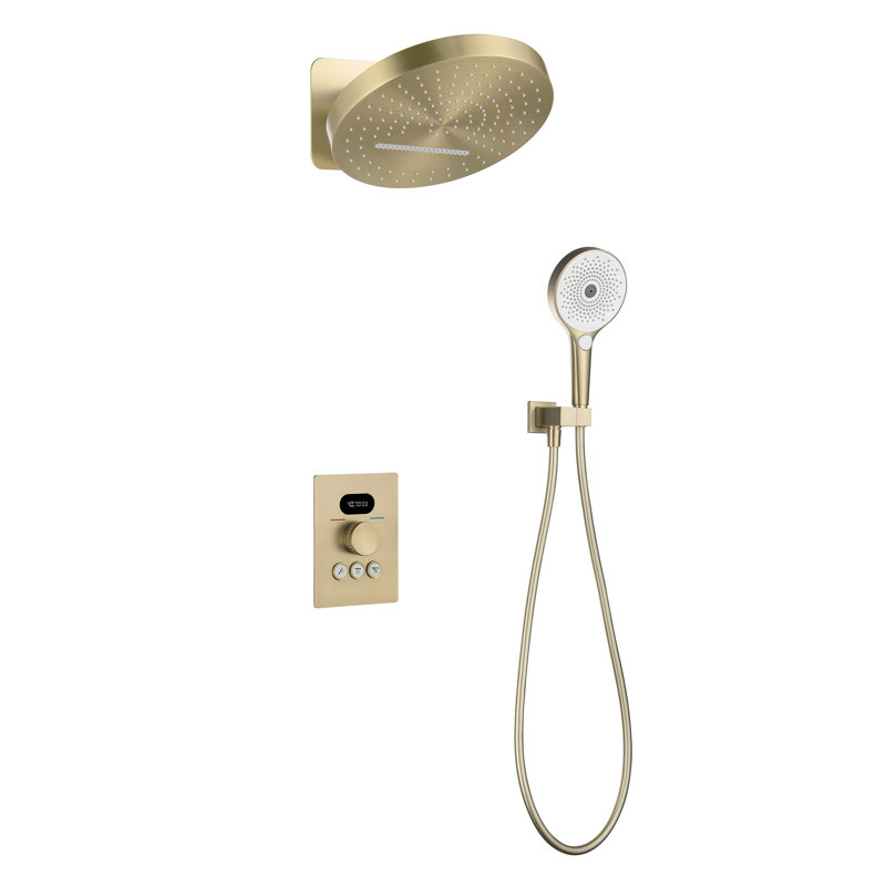 Système de douche complet avec valve brute, Or brossé