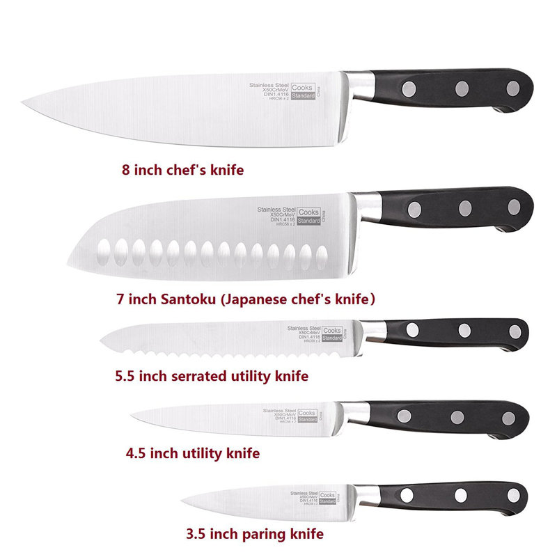 Cooks Standard Cooks Standard High Carbon Stainless Steel Kitchen Knife Set with Block 6-Piece