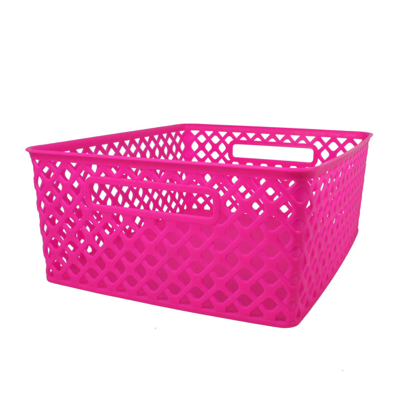 Medium Blue Durable Plastic Woven Storage Basket