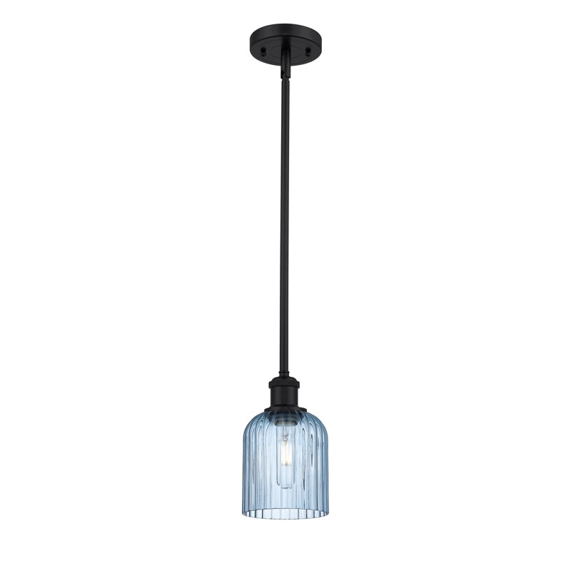 Luminaire suspendu 5 lumières Ballston Addeline, Noir mat, Bleu princesse