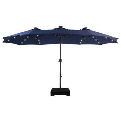 Tamija 181.1" x 108" Rectangular Lighted Market Umbrella With Base