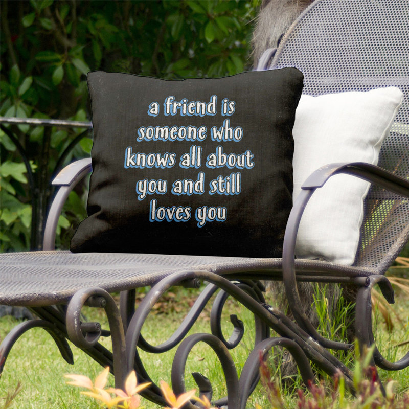 Coussin intérieur / extérieur Love and Friendship, 16 po x 1 po, Bleu