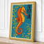 Seahorse in Blue Japandi - Wrapped Canvas-1002476520-1002476527