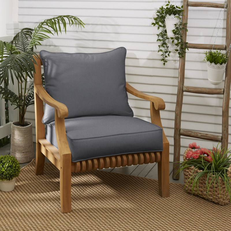 Desma Indoor/Outdoor Sunbrella Seat/Back Cushion, Sunbrella - Cast Silver, 5" H x 25" W x 25" D
