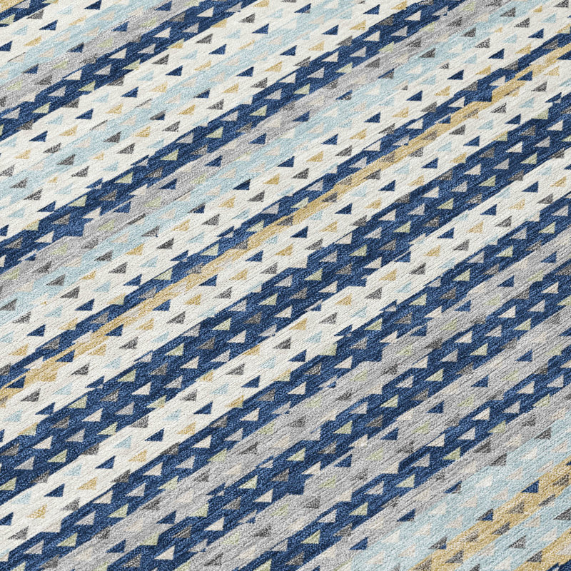 Tapis intérieur / extérieur lavable à la machine Chantille ACN2823, Marine, Rond 8 pi