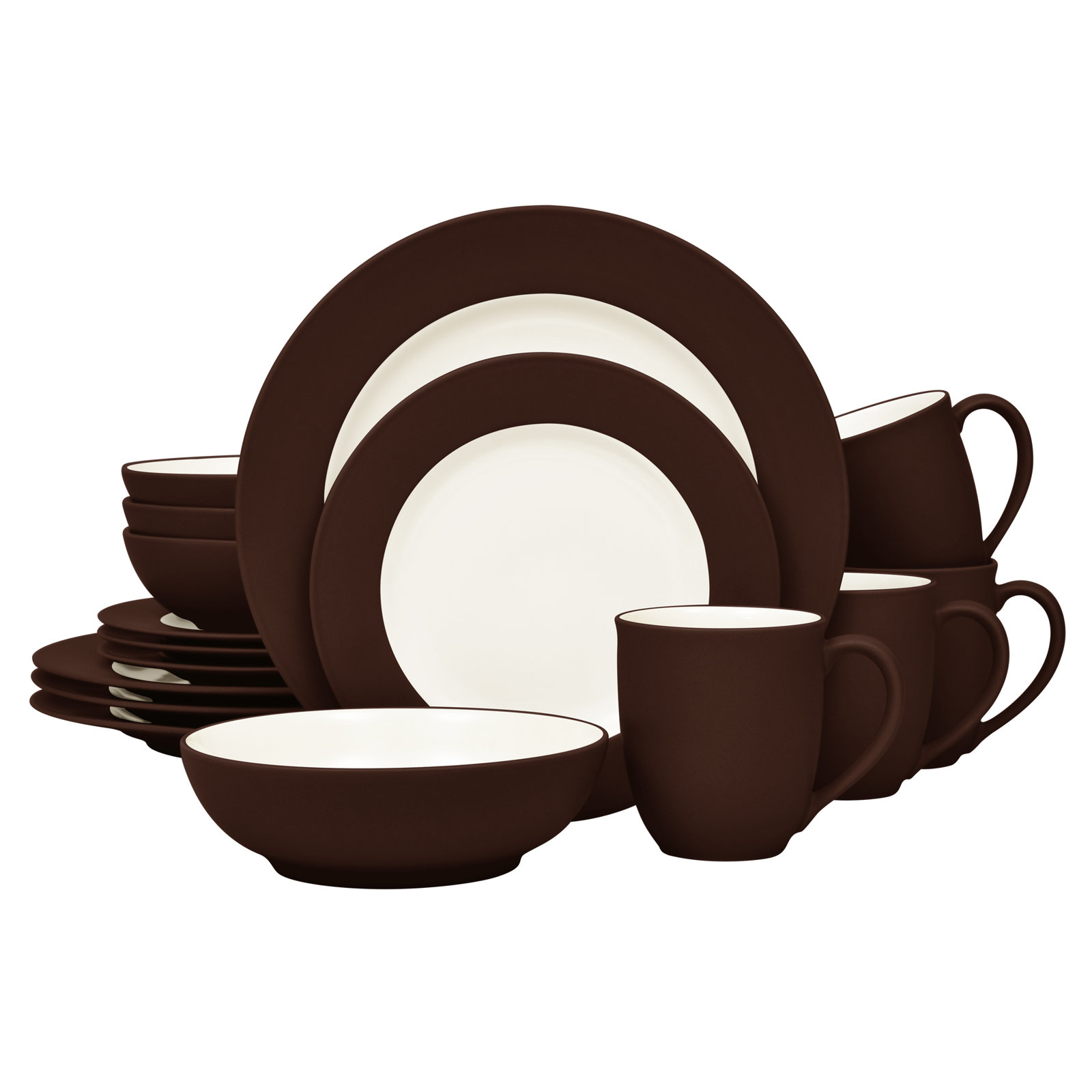 Colorwave Stoneware Dinnerware Set - Service for 4, Chocolate