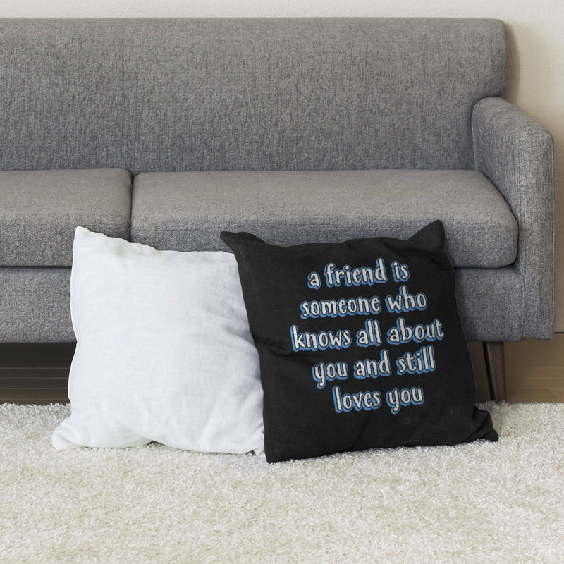 Coussin de sol Love & Friendship, 40 po x 40 po, Bleu