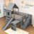 Twin Wooden House-Style Loft Bed with Built-in Slide, Stairs, and Storage-536233612