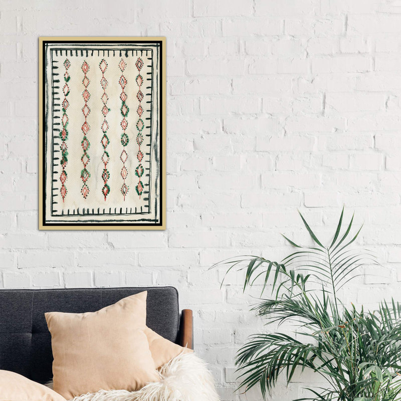 "Tapis marocain II" par Albina Bratcheva-impression d’art graphique, Toile encadrée d'or, H 26 po x l 18 po x 1,5 po
