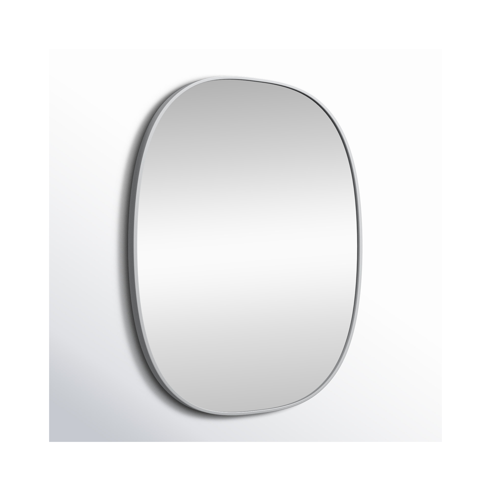 Sabine Metal Curved Oval Wall Mirror, Silver, 36" x 30"