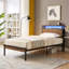 Structure de lit plateforme simple en métal avec tête de lit et pied de lit en bois avec doublure USB, lumières DEL, pas de sommier, grand rangement sous le lit, assemblage facile-18639539