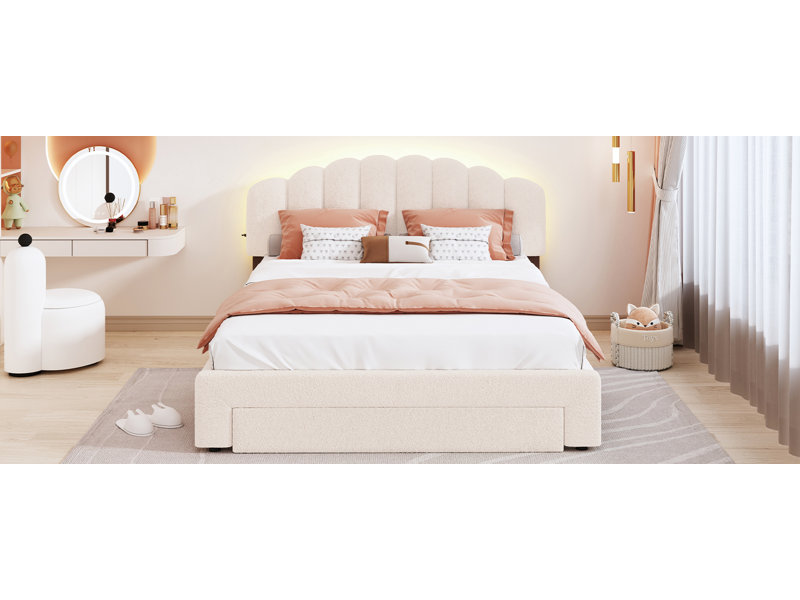 Lit plateforme tapissier Teddy