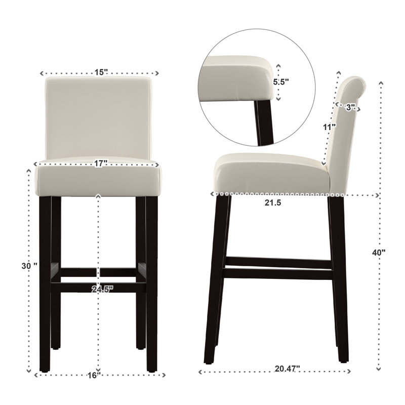 Tabouret de bar et de comptoir Altovise, Blanc, Tabouret de bar (siège d’une hauteur de 30 po)