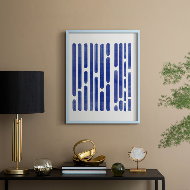 Impression abstraite encadrée LXV III - prête à être accrochée - fabriquée aux États-Unis, H 10 po x l 8 po, Bleu
