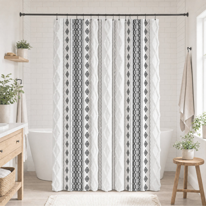 Rideau de douche Boho, Blanc