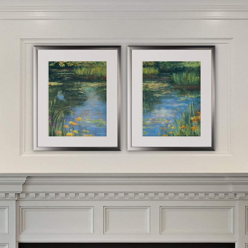 «Watercolor Poppy», ensemble de 2 reproductions de peintures à l'acrylique encadrées, Cadre argenté