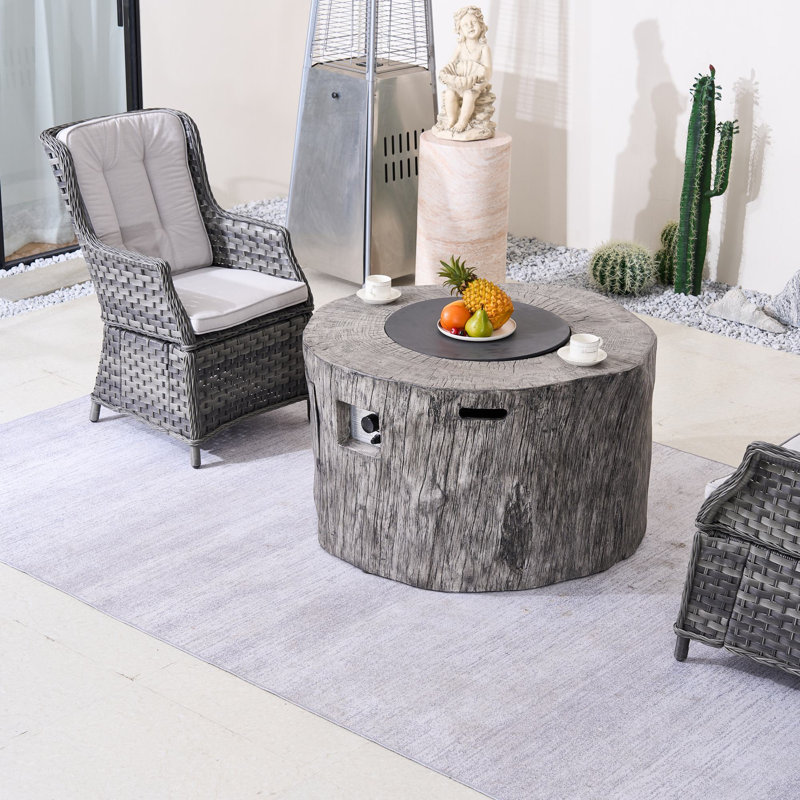 Ensemble de conversation d'extérieur 2 personnes avec foyer, Gris blanc, Gris